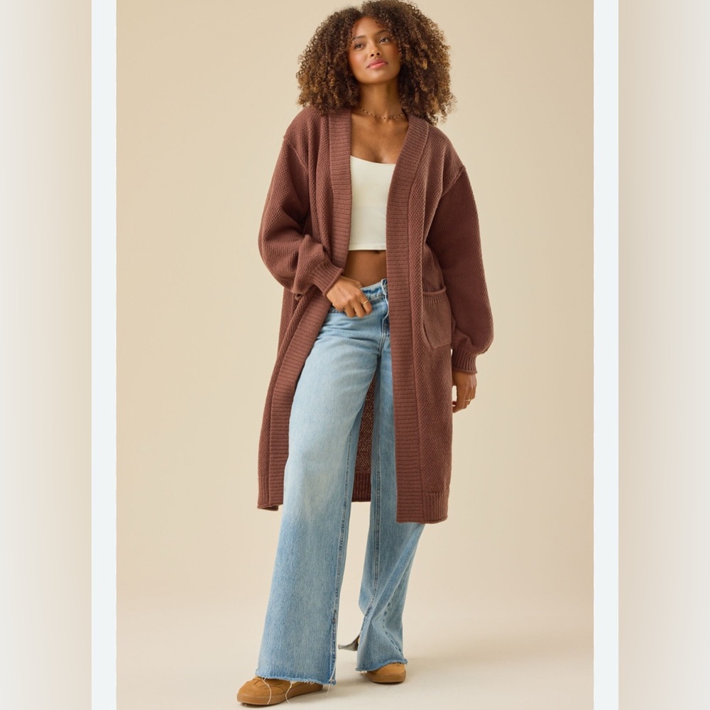 Victoria’s Secret Mauve Teddy fleece long buttoned  cardigan M/L